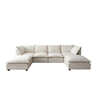 130" Modular Linen Sectional Sofa