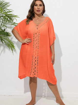 Chastity Crochet Trim V-Neck Beach Cover Up Dress