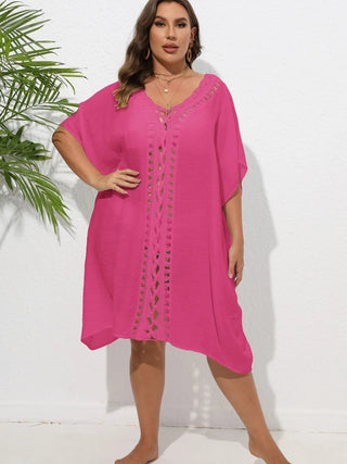 Chastity Crochet Trim V-Neck Beach Cover Up Dress