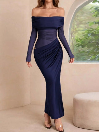 Off-Shoulder Ruched Bodycon Maxi Dress