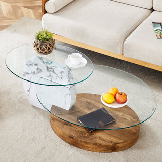 Marble & Wood Double Layer Coffee Table
