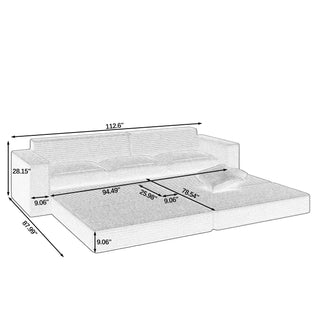 Ribbed Modular Compressed Sectional Sofa
