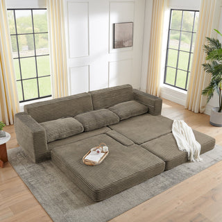Ribbed Modular Compressed Sectional Sofa