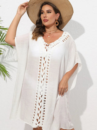 Chastity Crochet Trim V-Neck Beach Cover Up Dress