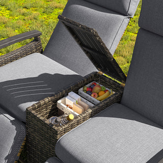 Wicker Patio Recliner Loveseat Chair