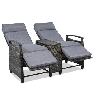 Wicker Patio Recliner Loveseat Chair