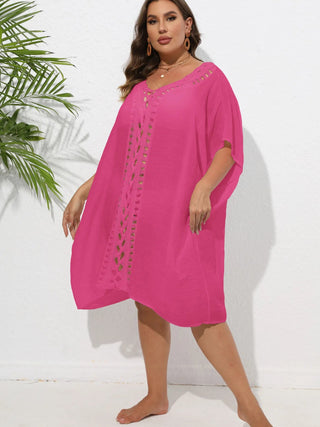 Chastity Crochet Trim V-Neck Beach Cover Up Dress