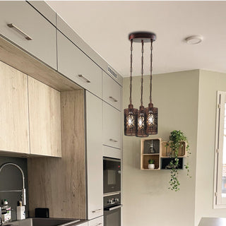 3-Head Barrel Cage Pendant Ceiling Light