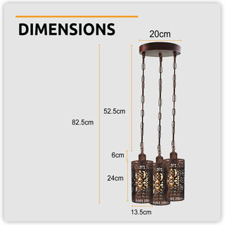 3-Head Barrel Cage Pendant Ceiling Light