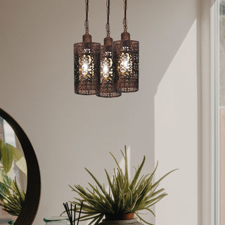 3-Head Barrel Cage Pendant Ceiling Light