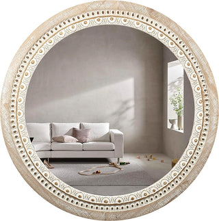 Princeton Distressed Wood Round Wall Mirror