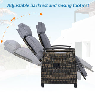 Wicker Patio Recliner Loveseat Chair