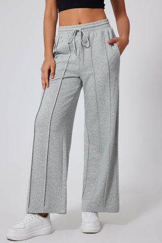 High Waist Drawstring Wide Leg Sweatpants