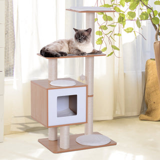 Premium Wood Cat Scratching Post & House