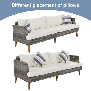 6-Pieces All Weather Outdoor Wicker Sofa Set