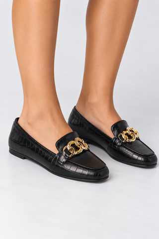 Monty Gold Buckle Loafers