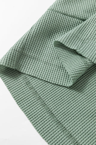 Waffle Knit Collared Half Button Top