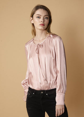 Andrea Tie Neck Long Sleeve Bodysuit