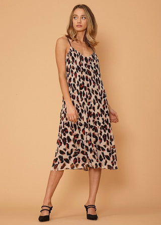 Los Olivos Leopard Pleated Dress
