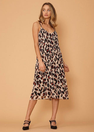 Los Olivos Leopard Pleated Dress