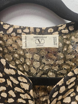 Valentino Miss V Vintage Metallic Silk Animal Print Blouse, pre-loved – view 5