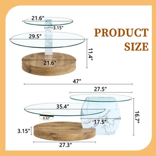 Marble & Wood Double Layer Coffee Table