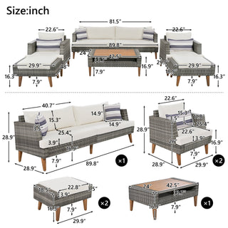 6-Pieces All Weather Outdoor Wicker Sofa Set