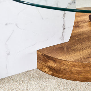 Marble & Wood Double Layer Coffee Table
