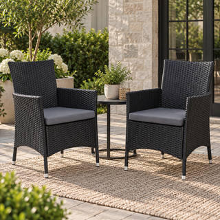 Leslie Outdoor Rattan Chair Set of 2