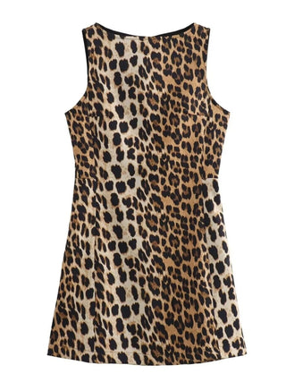 Leopard Print Sleeveless Mini Dress