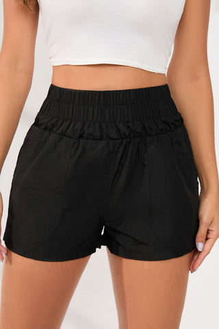 Elastic High Waist Side Pocket Short