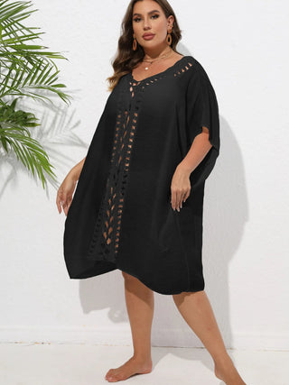 Chastity Crochet Trim V-Neck Beach Cover Up Dress