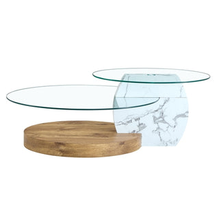 Marble & Wood Double Layer Coffee Table