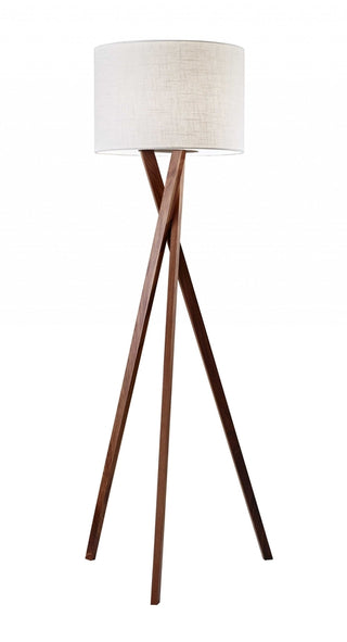 63" Solid Wood Tripod Floor Lamp