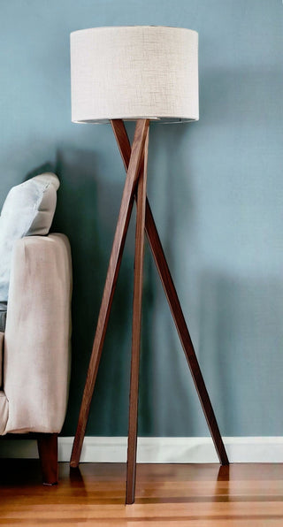 63" Solid Wood Tripod Floor Lamp