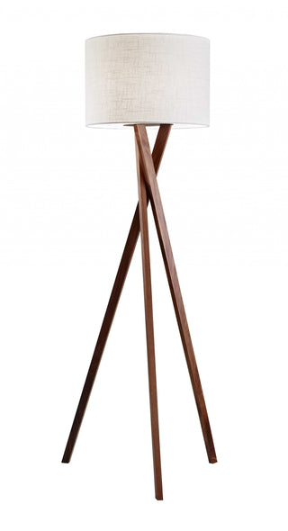63" Solid Wood Tripod Floor Lamp