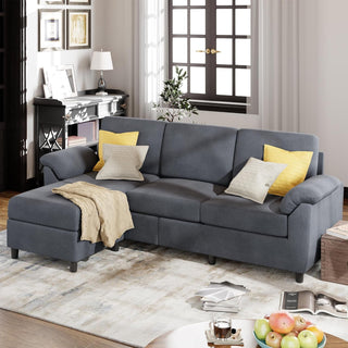 Linen Sectional Sofa with Pillows