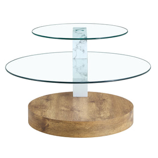 Marble & Wood Double Layer Coffee Table