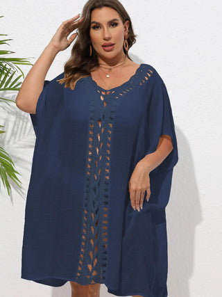Chastity Crochet Trim V-Neck Beach Cover Up Dress