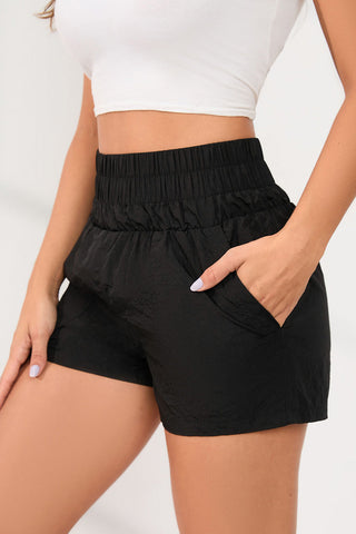 Elastic High Waist Side Pocket Short