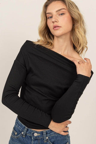 Amara Off-Shoulder Rib Top