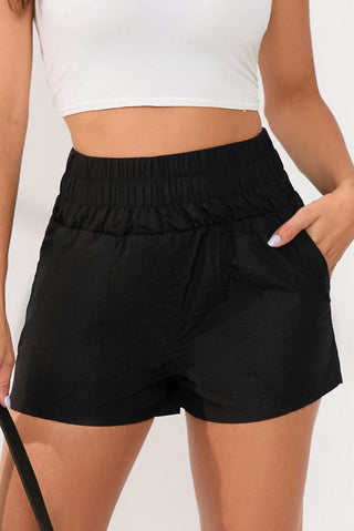 Elastic High Waist Side Pocket Short