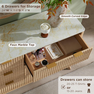 Virelle Fluted Six-Drawer Dresser