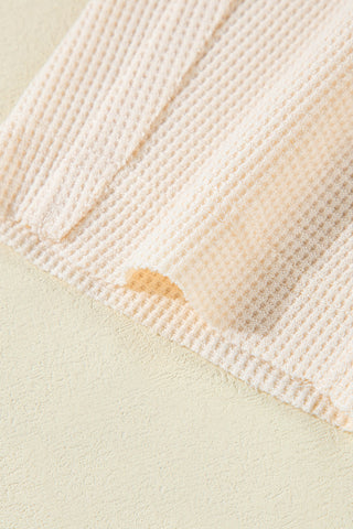 Waffle Knit Collared Half Button Top