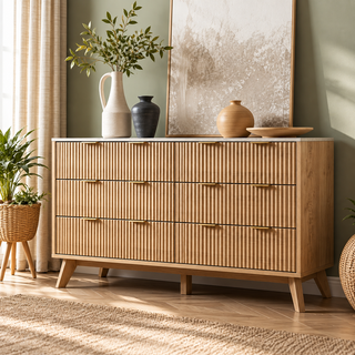 Virelle Fluted Six-Drawer Dresser