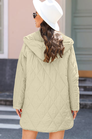 Cara Quilted Snap Button Hooded Coat