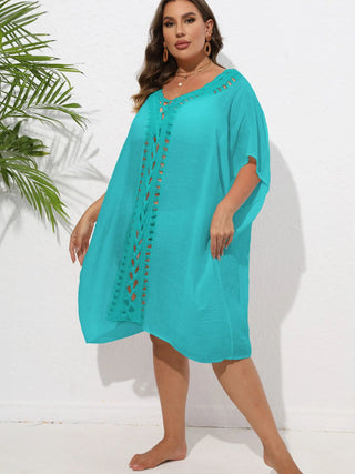 Chastity Crochet Trim V-Neck Beach Cover Up Dress
