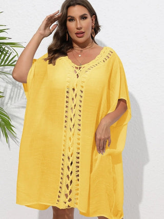 Chastity Crochet Trim V-Neck Beach Cover Up Dress