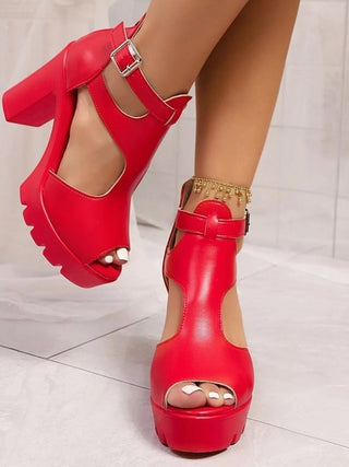 Cutout Block Heels Sandals