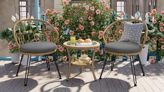 3-Piece Outdoor Rattan Patio Set with Cushions